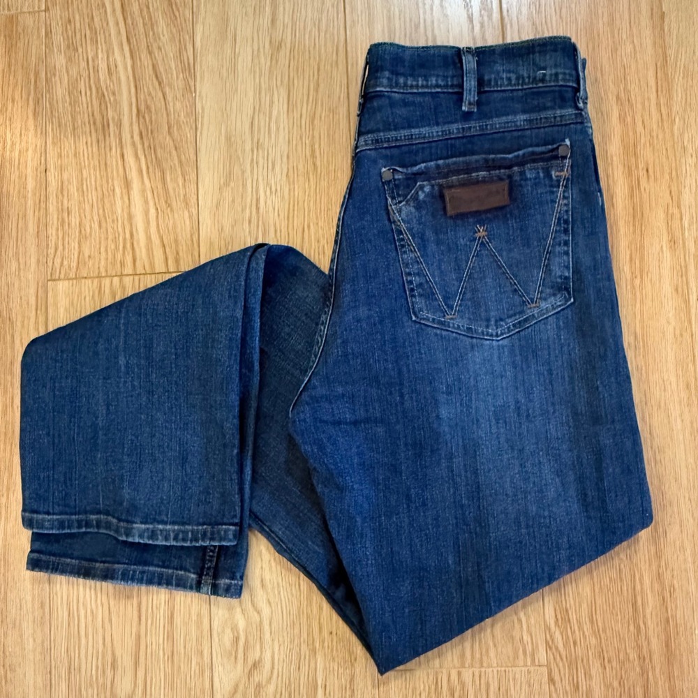 Wrangler Retro Slim Straight Jeans Mens 33/36 Blue 88MWZPD Stretch Excellent